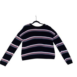 Hippie rose black stripped crew neck sweater juniors size medium